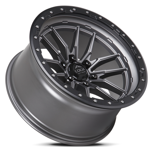 17x9 Lock Off-Road Krawler Matte Gray Matte Black 6x135 ET-12 Wheel Rim