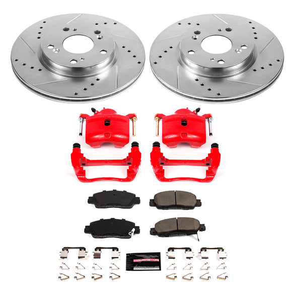 PowerStop Z23 Daily Driver Carbon-Fiber Ceramic Pads Drilled & Slotted Rotor & C