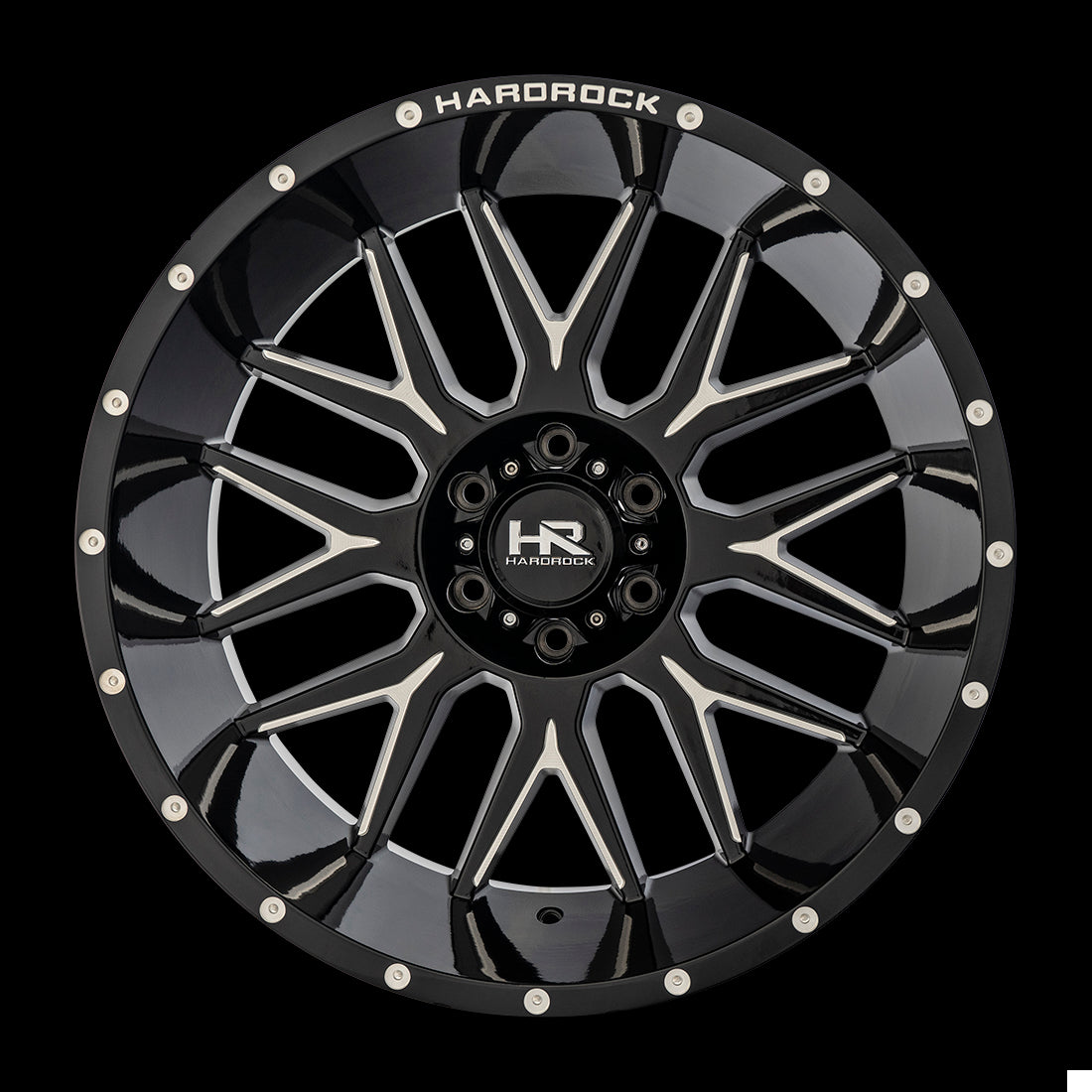 22x12 Hardrock Affliction XPosed Gloss Black Milled 8x165.1 ET-44 wheel/rim