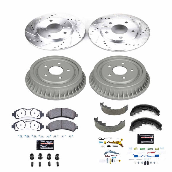 PowerStop Z36 Ceramic Brake Pads with Drilled Slotted Rotors and Drum Shoe Kit