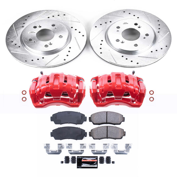 PowerStop Z23 Daily Driver Carbon-Fiber Ceramic Pads Drilled & Slotted Rotor & C