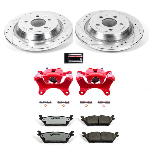 PowerStop Z36 Truck and SUV Ceramic Brake Pad, Drilled & Slotted Rotor, and Cali