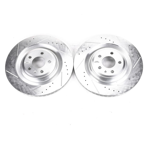 PowerStop Evolution Drilled Slotted Rotors Pair Rear For Audi A8 Quattro