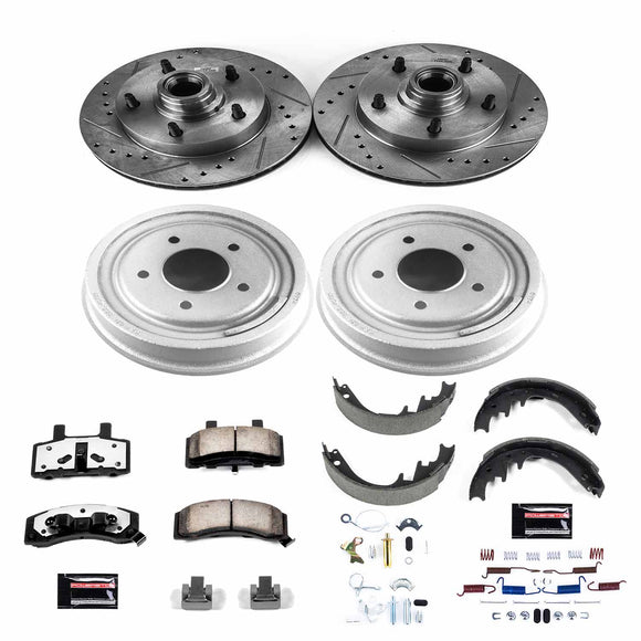 PowerStop Z36 Ceramic Brake Pads with Drilled Slotted Rotors and Drum Shoe Kit