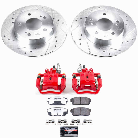 PowerStop Z26 Street Performance Ceramic Brake Pad, Drilled Slotted Rotor, and C