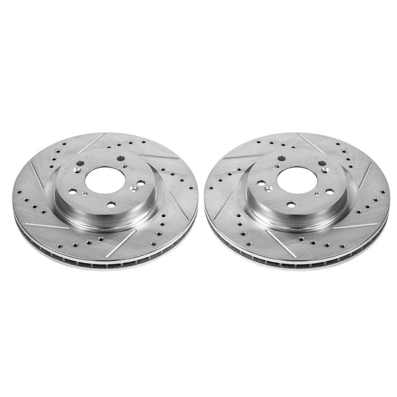 PowerStop Evolution Drilled Slotted Rotors Pair Front For Honda CR-V