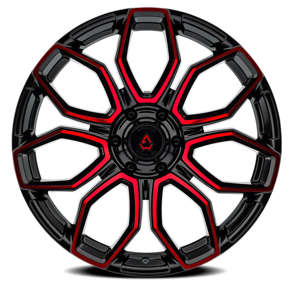 20x10 Arena Wheel Cobra Glossy Black Machine  Red Tint Wheel 5x127 ET-18 CB71.5