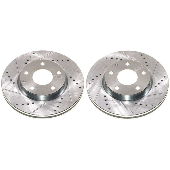 PowerStop Evolution Drilled Slotted Rotors Pair Front For Mazda 3