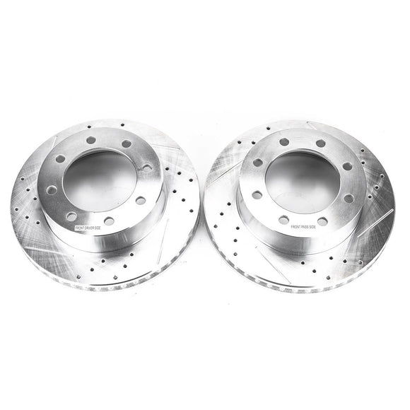 PowerStop Evolution Drilled Slotted Rotors Pair Front For Ford F-250 Super Duty