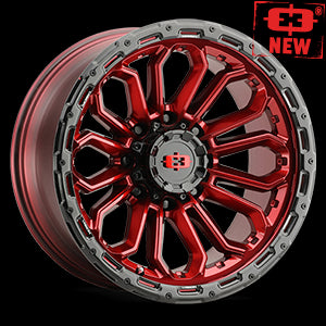 20x10 Vision 405 Gloss Red w/Gloss Black Lip 5x127 ET-25 wheel/rim