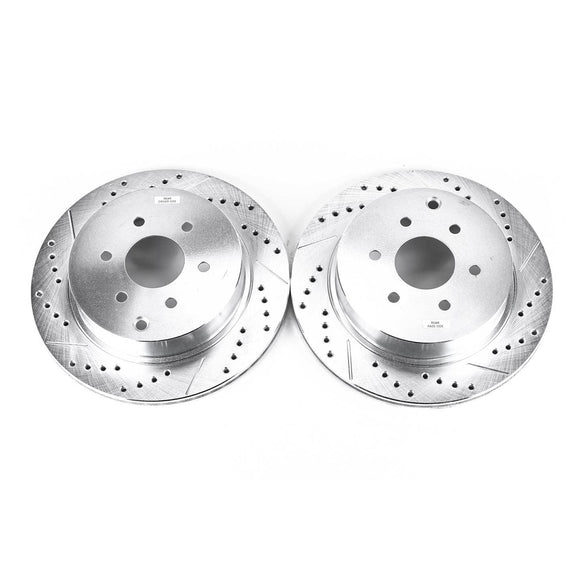 PowerStop Evolution Drilled Slotted Rotors Pair Rear For Nissan Pathfinder