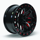 20x9 RTX Zion Black Milled Red 5x127 ET-15 wheel/rim-3