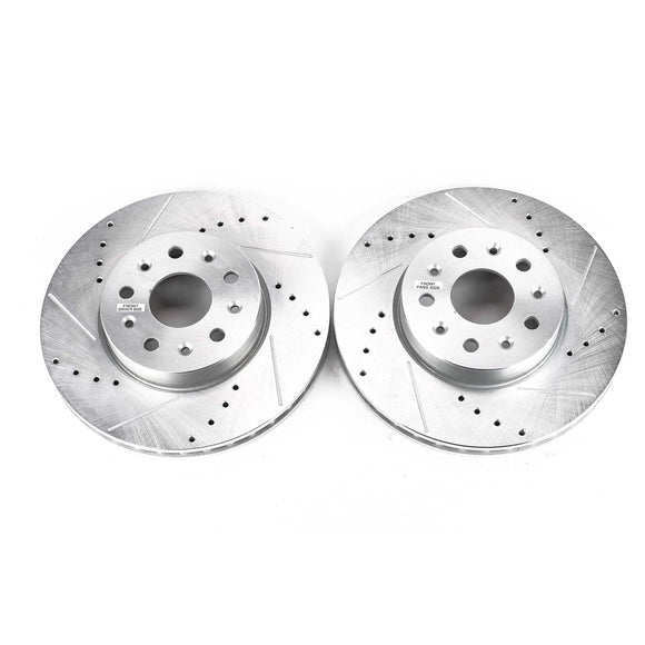 PowerStop Evolution Drilled Slotted Rotors Pair Front For Cadillac CTS
