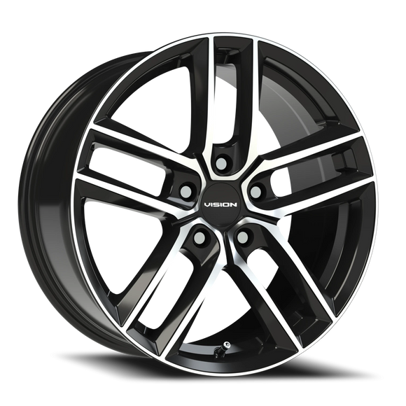 18x8.5 Vision 475V Clutch Gloss Black Machined Face 5x120 ET38 Wheel Rim