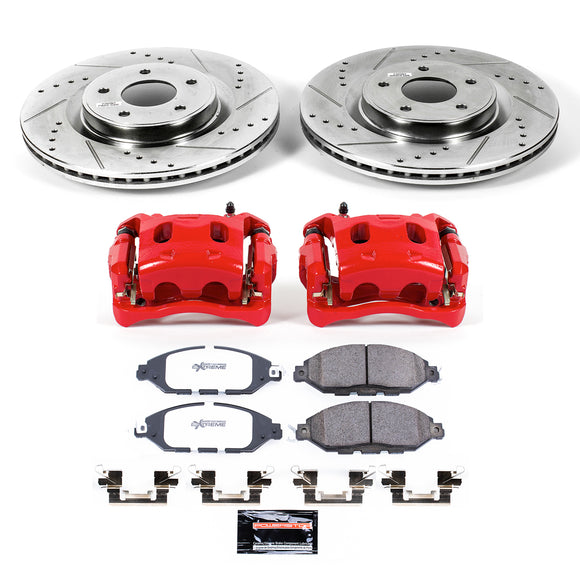 PowerStop Z36 Truck and SUV Ceramic Brake Pad, Drilled & Slotted Rotor, and Cali