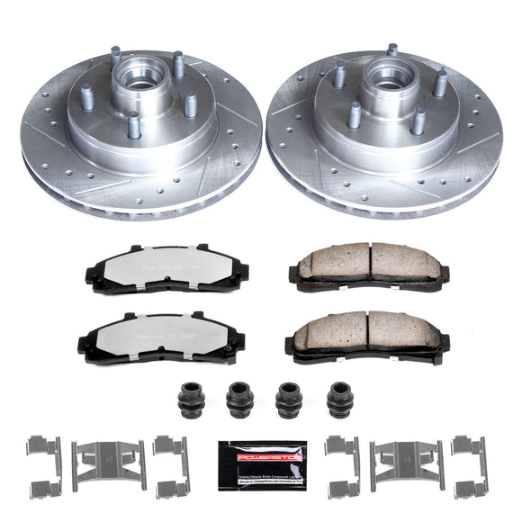 PowerStop Z36 Carbon-Fiber Ceramic Brake Pad with Drilled and Slotted Rotor Kit