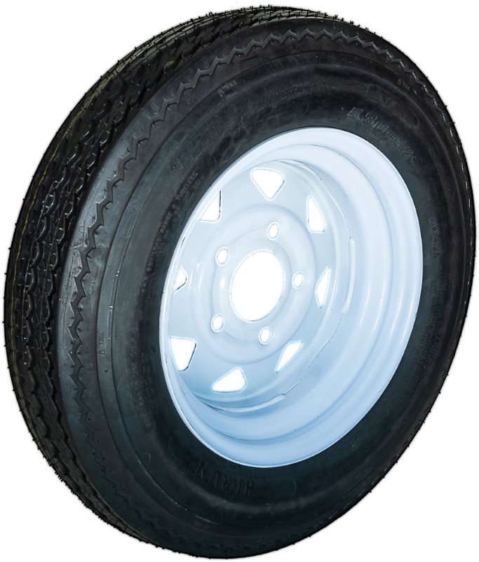 530x12-6 Tire Mounted on 12x4 5-4.5 White 8 Spoke Wheel - 0