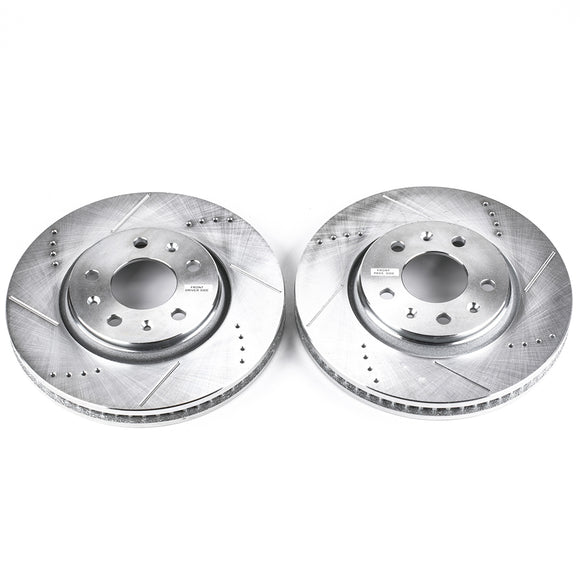 PowerStop Evolution Drilled Slotted Rotors Pair Front For Cadillac Seville