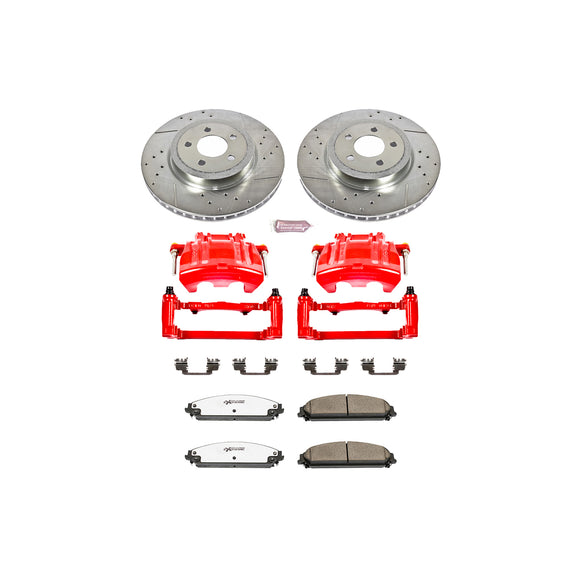 PowerStop Z26 Street Performance Ceramic Brake Pad, Drilled Slotted Rotor, and C