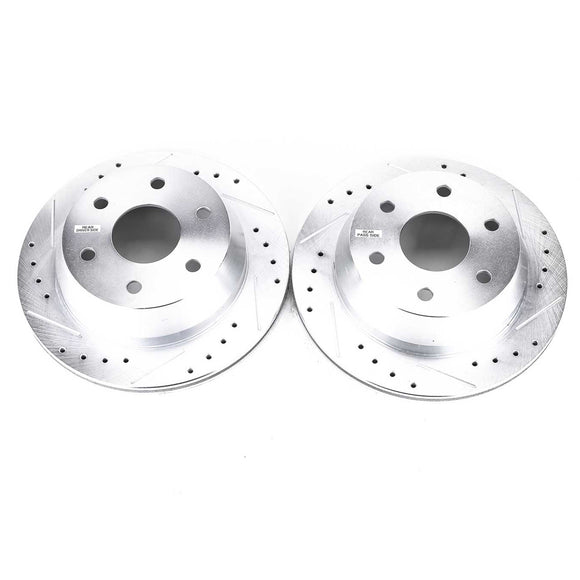 PowerStop Evolution Drilled Slotted Rotors Pair Rear For Chevy Silverado 1500