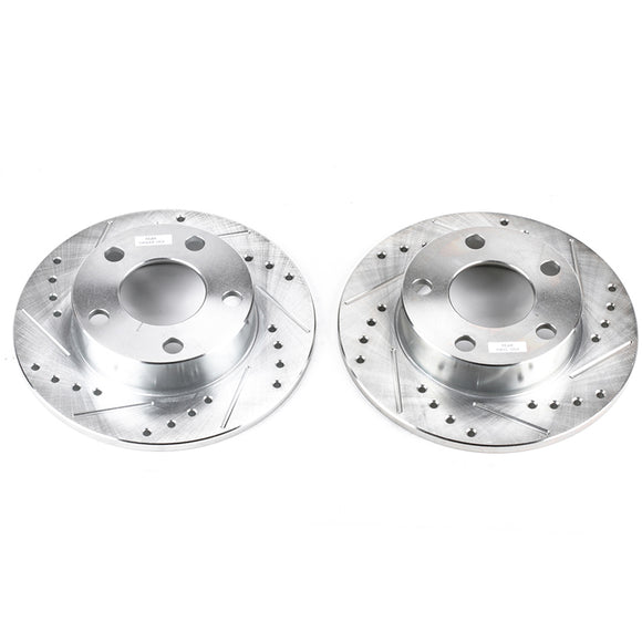 PowerStop Evolution Drilled Slotted Rotors Pair Rear For Audi A4 Quattro