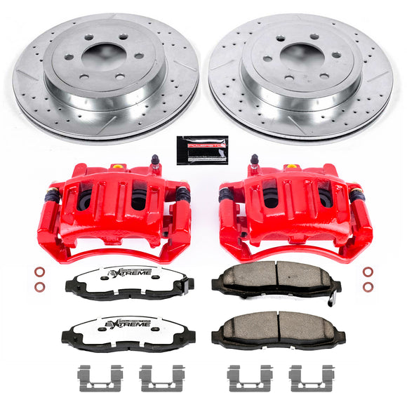 PowerStop Z36 Truck and SUV Ceramic Brake Pad, Drilled & Slotted Rotor, and Cali