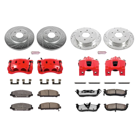 PowerStop Z36 Truck and SUV Ceramic Brake Pad, Drilled & Slotted Rotor, and Cali