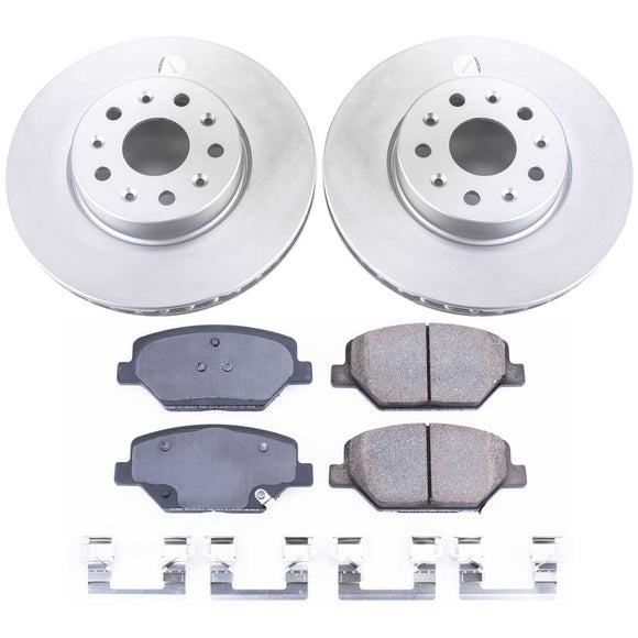 PowerStop Genuine Geomet Coated Rotor and Low-Dust Ceramic Brake Pad Kit