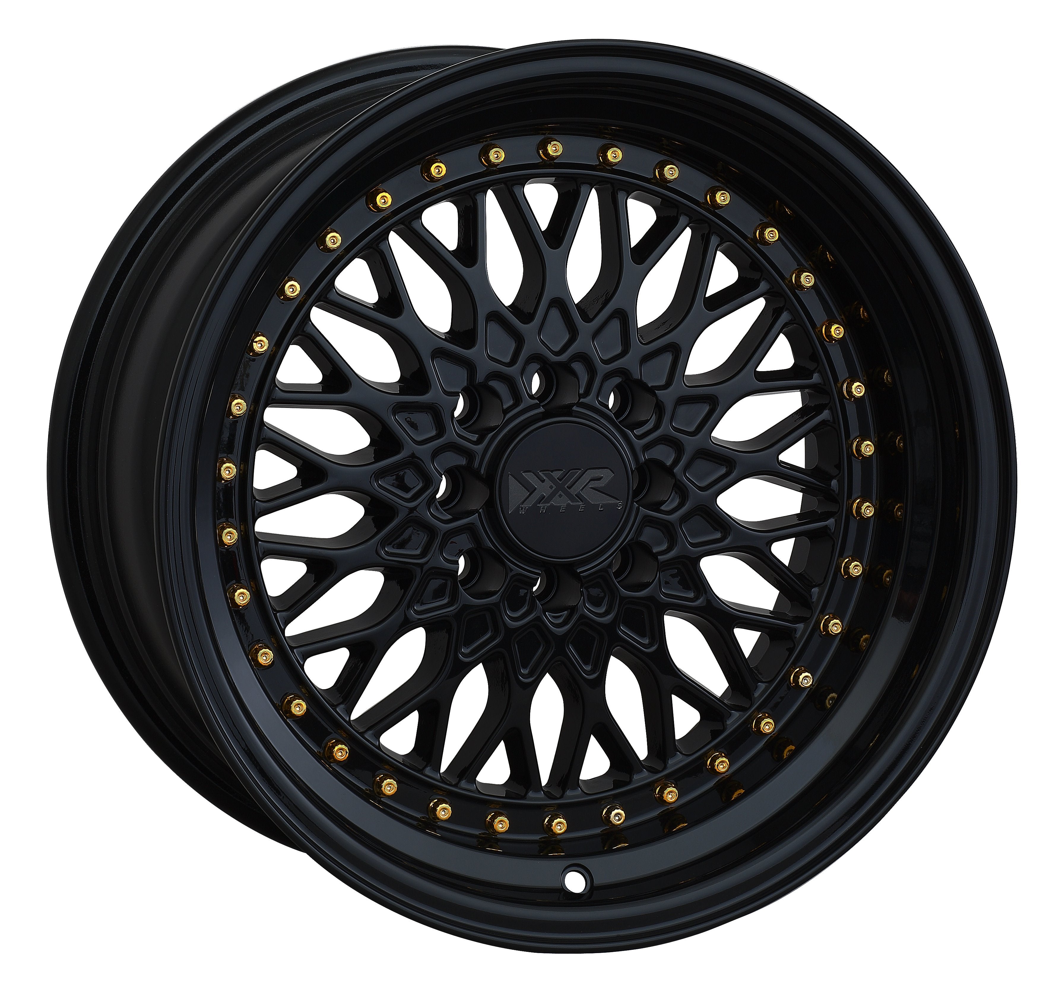 15x8 XXR 536 Black / Gold Rivets 4x100/114.3 ET20 - 0