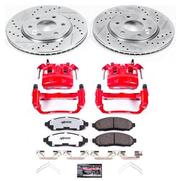 PowerStop Z36 Truck and SUV Ceramic Brake Pad, Drilled & Slotted Rotor, and Cali