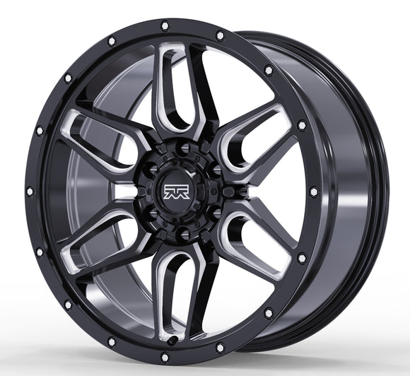 20x9 Mudder Trucker MT317 Barrier Gloss Black Milled 6x135 ET12 Wheel Rim
