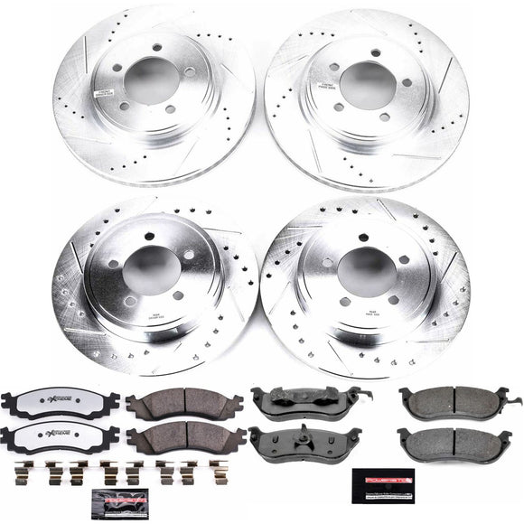 PowerStop Z36 Carbon-Fiber Ceramic Brake Pad with Drilled and Slotted Rotor Kit