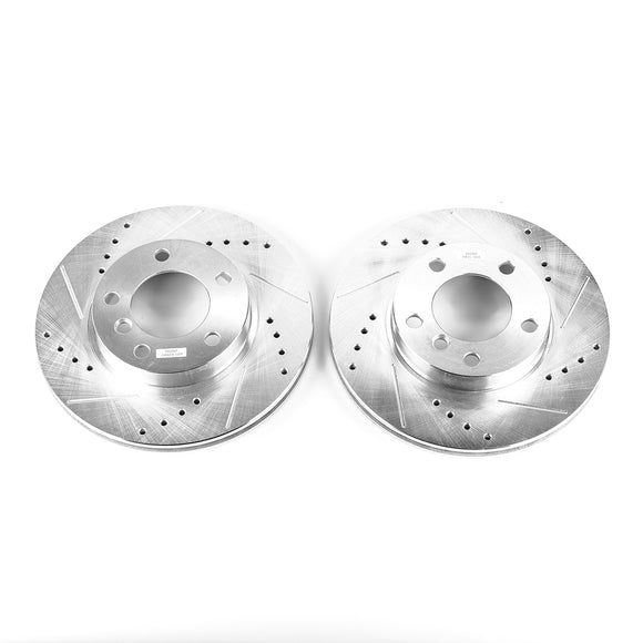 PowerStop Evolution Drilled Slotted Rotors Pair Front For BMW 325i