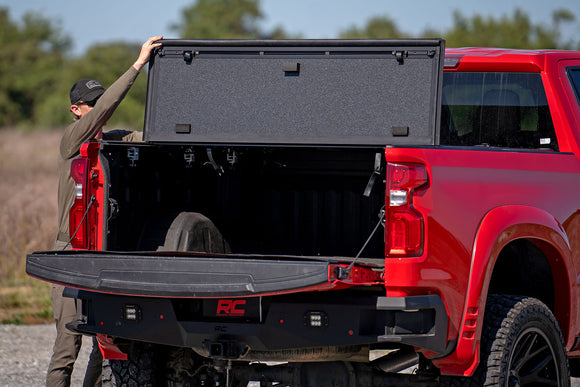 Rough Country Hard Tri-Fold Flip Up Bed Cover 6'7" Bed For Chevy GMC 1500 19-23