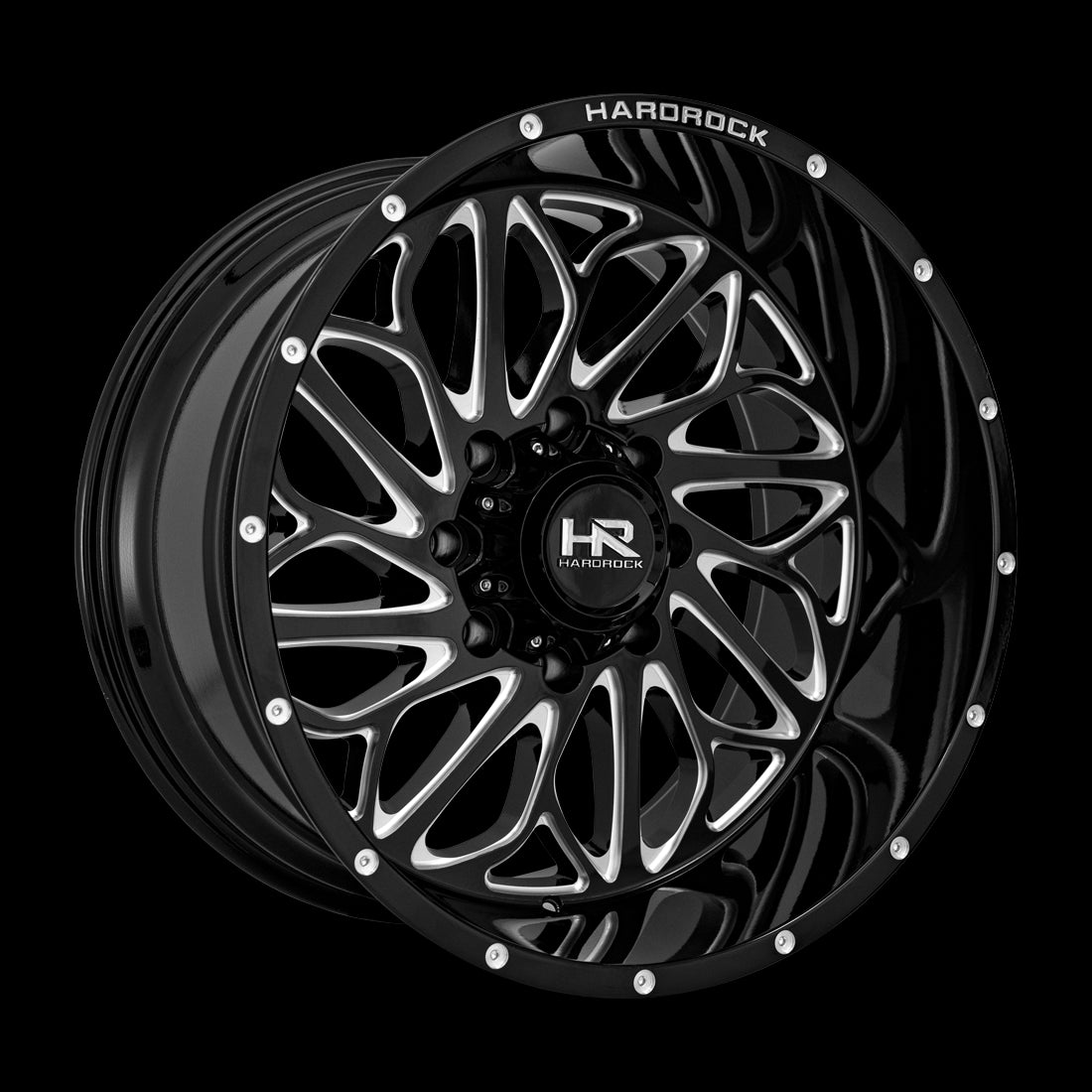 22x12 Hardrock BlackTop Xposed Gloss Black Milled 6x135 ET-51 wheel/rim