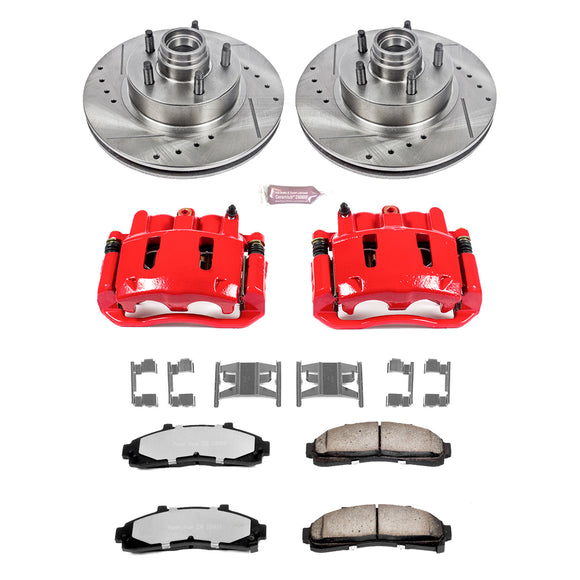 PowerStop Z36 Truck and SUV Ceramic Brake Pad, Drilled & Slotted Rotor, and Cali