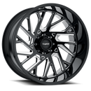24X14 Tuff T4B Gloss Black W/ Milled Spokes 5X127 ET-72 wheel/rim