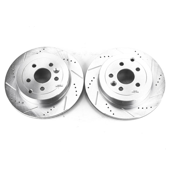 PowerStop Evolution Drilled Slotted Rotors Pair Rear For LRover LR2