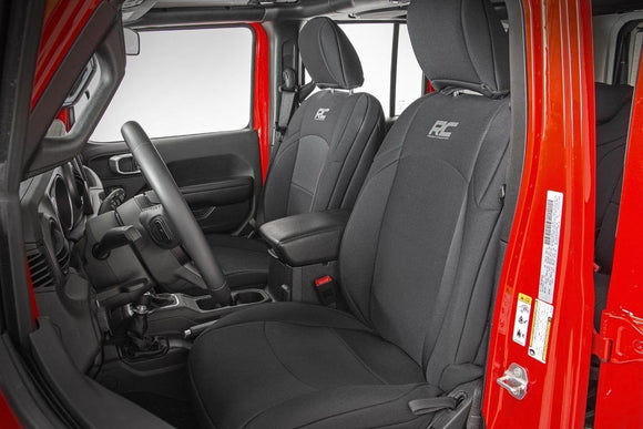 Rough Country Seat Covers Front and Rear w Armrest For Jeep Wrangler JL 18-23