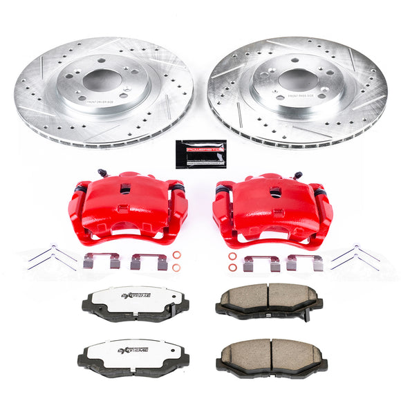 PowerStop Z26 Street Performance Ceramic Brake Pad, Drilled Slotted Rotor, and C