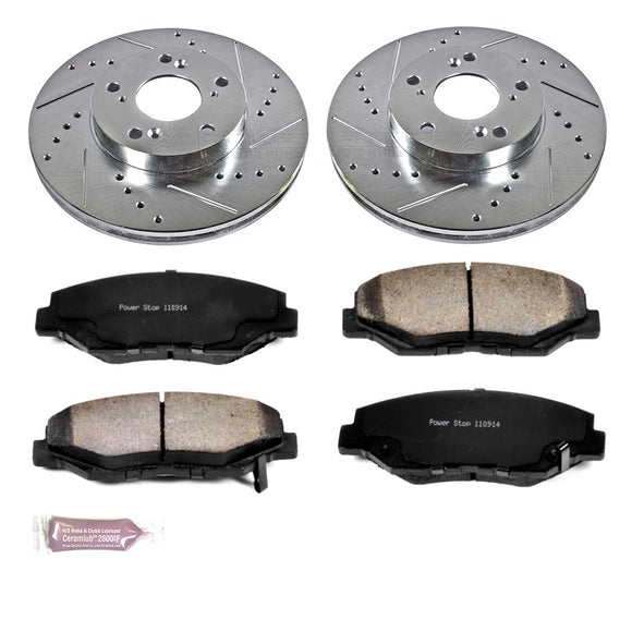 PowerStop Z36 Carbon-Fiber Ceramic Brake Pad with Drilled and Slotted Rotor Kit