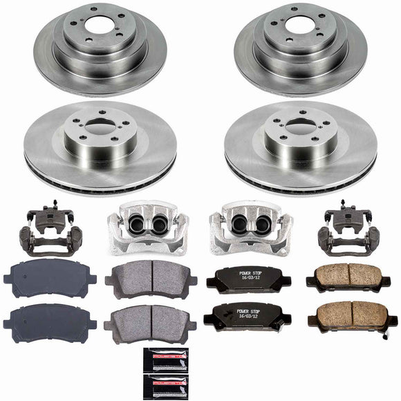 PowerStop OE Stock Replacement Low-Dust Ceramic Brake Pad, Rotor and Caliper Kit