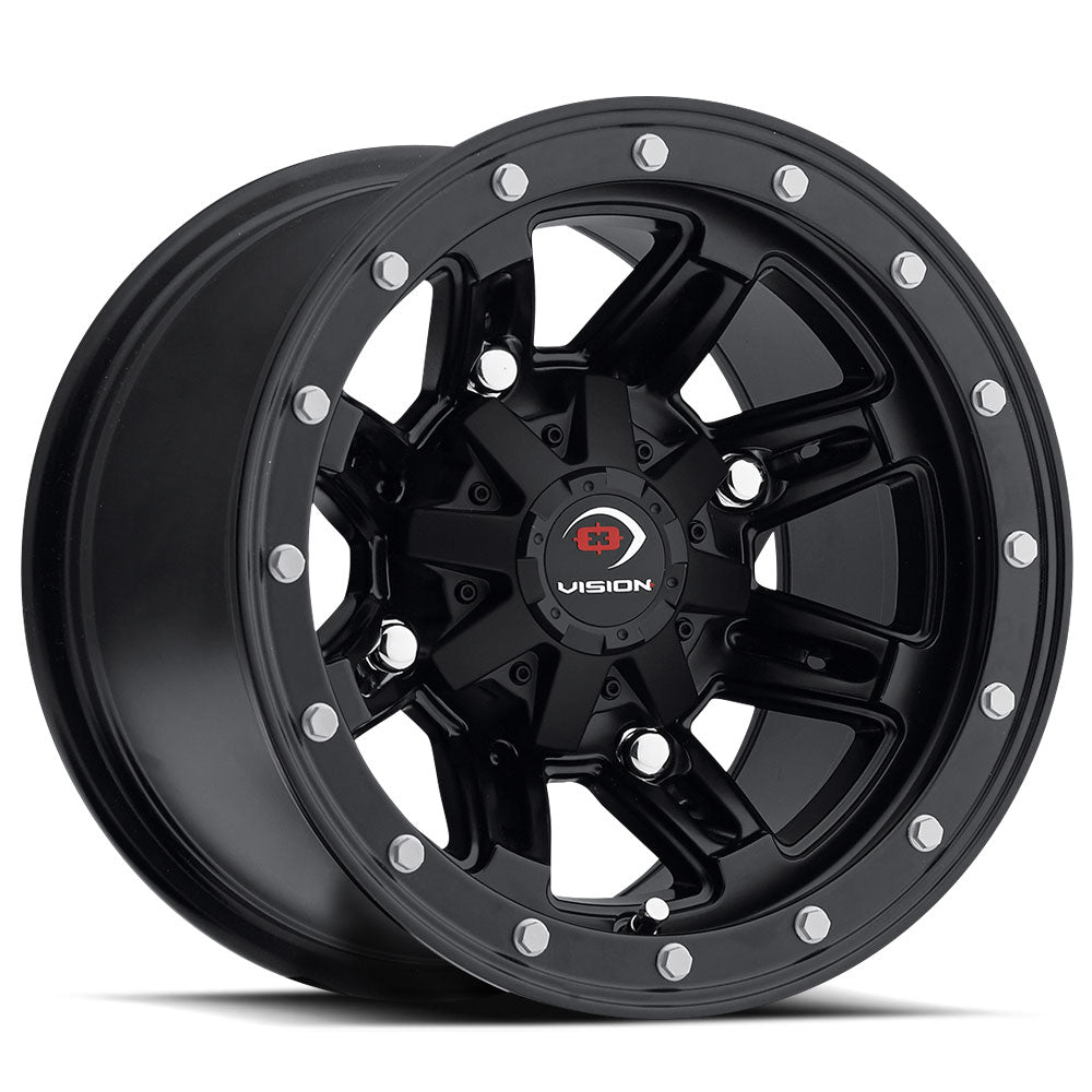 12x8 Vision 550 Five Fifty Matte Black 4x110 ET-10.2 Wheel Rim - 0