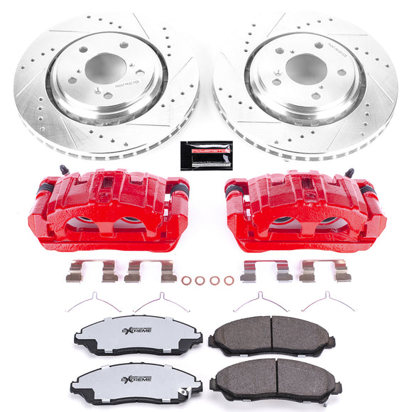 PowerStop Z36 Truck and SUV Ceramic Brake Pad, Drilled & Slotted Rotor, and Cali