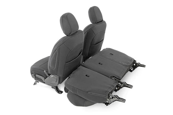 Rough Country Seat Covers Front and Rear w Armrest For Jeep Wrangler JL 18-23