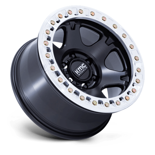 17x9 KMC KM238 VI Beadlock Satin Black Machined Ring 5x127 ET-12 CB71.5 Wheel