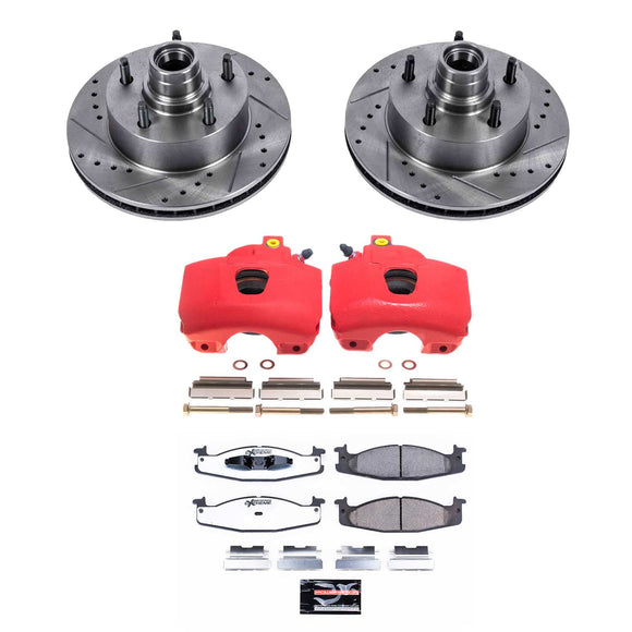 PowerStop Z36 Truck and SUV Ceramic Brake Pad, Drilled & Slotted Rotor, and Cali