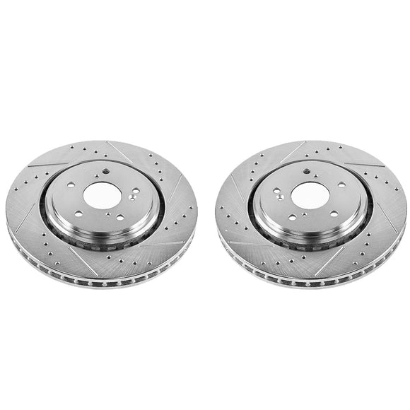 PowerStop Evolution Drilled Slotted Rotors Pair Front For Acura MDX