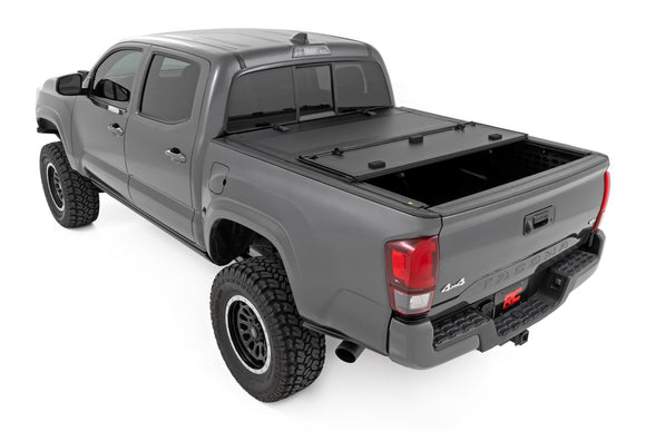 Rough Country Hard Tri-Fold Flip Up Bed Cover 5' Bed For Toyota Tacoma 16-23