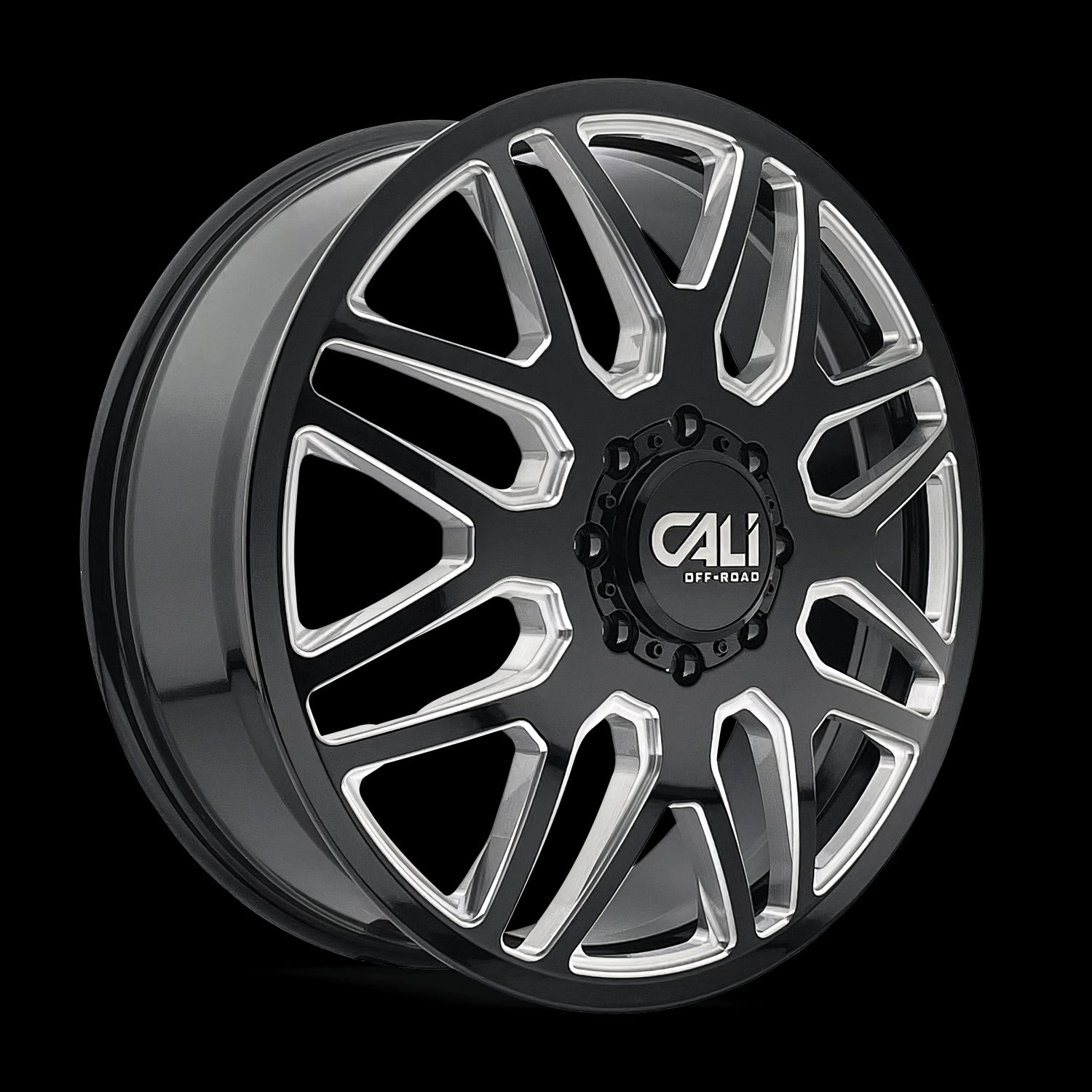 24x8.25 Cali Off-Road 9115D Invader Dually Black Milled 8x200 ET115 Wh ...